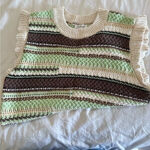 Another Love Cream and Green Knit Sweater
